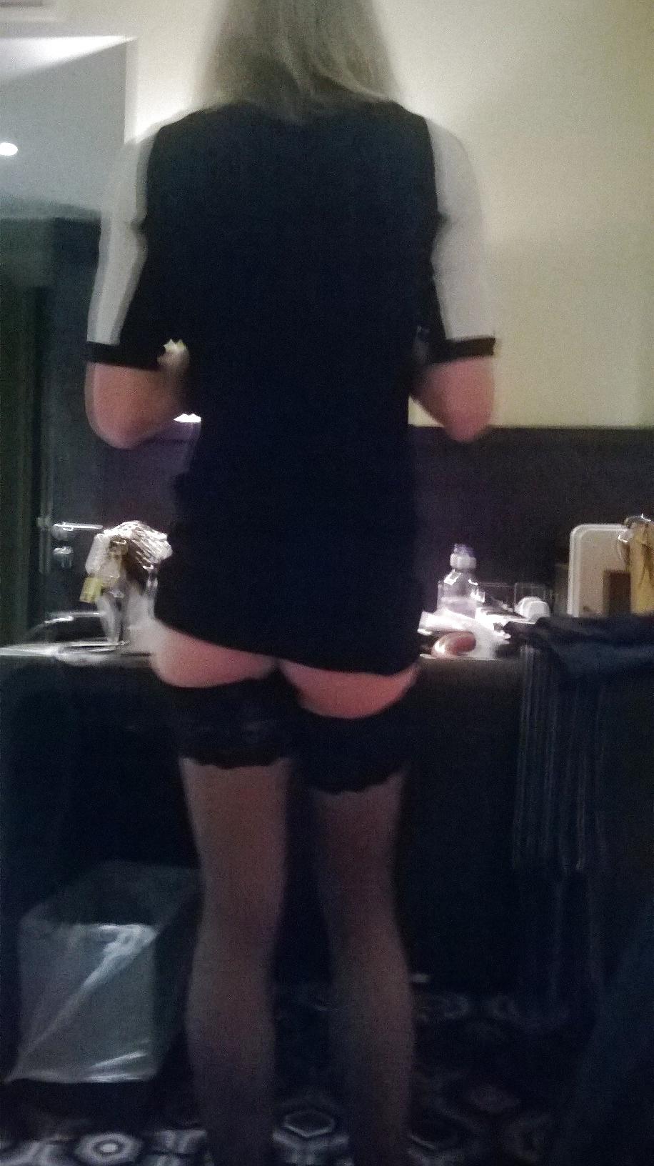 6P Little black dress upskirt