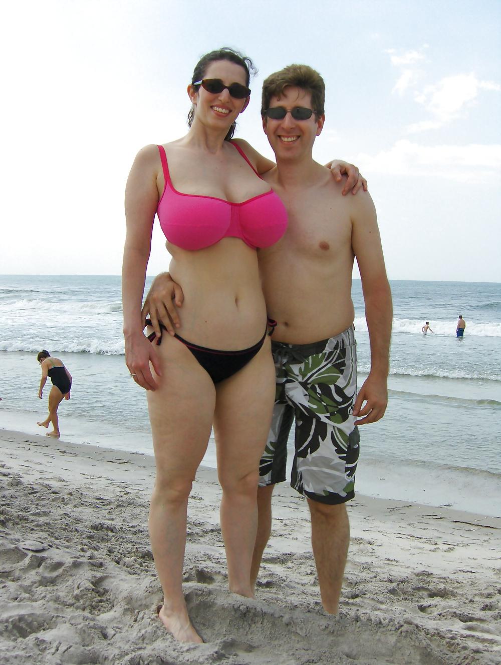 4P Busty milf at beach