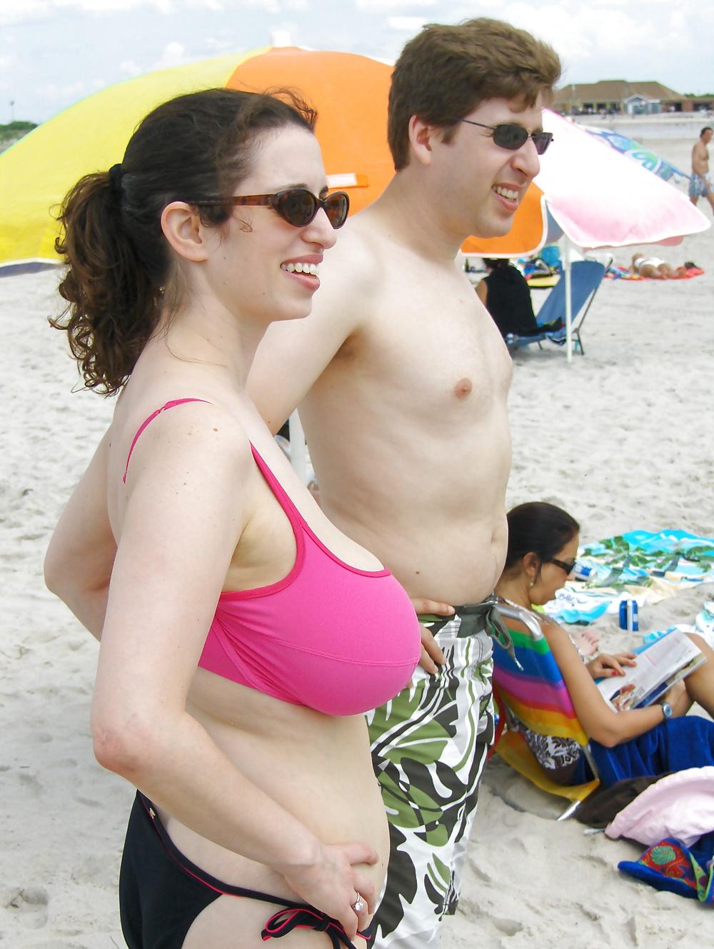 4P Busty milf at beach