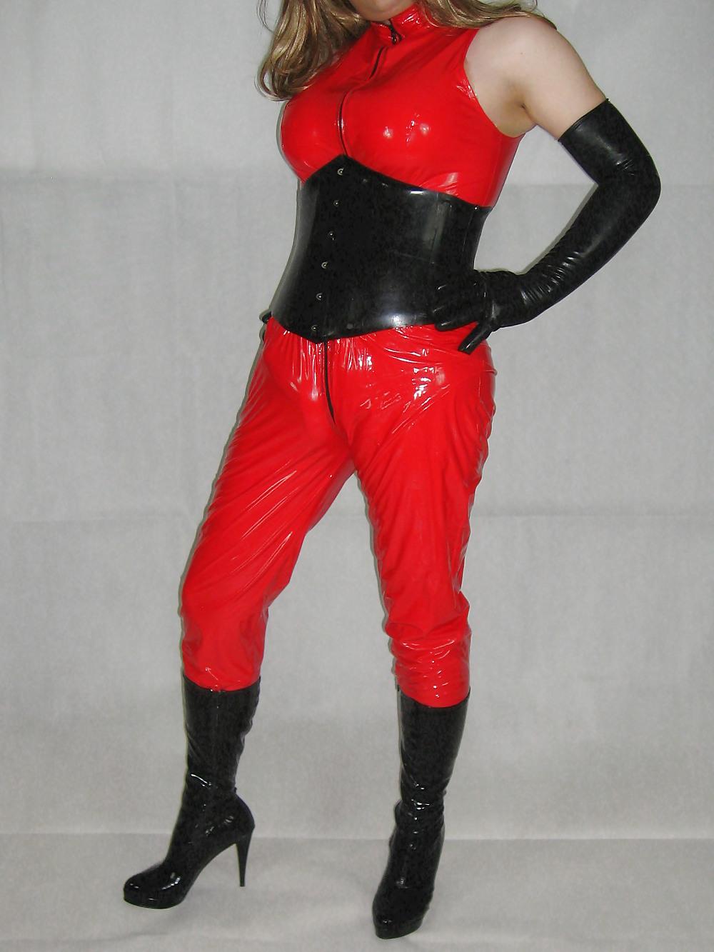5P Red PVC suit