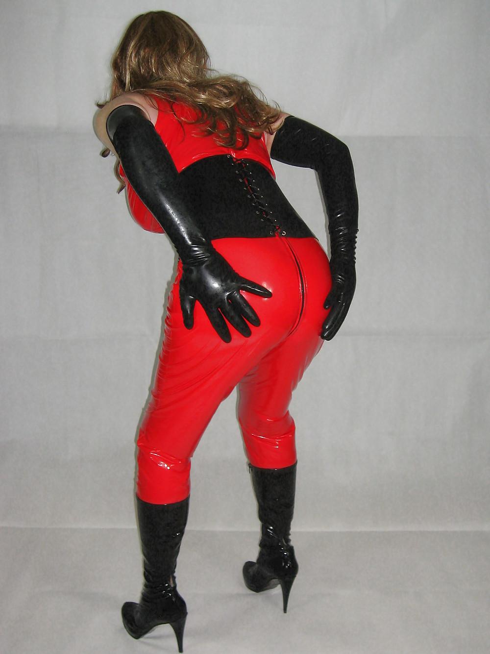 5P Red PVC suit