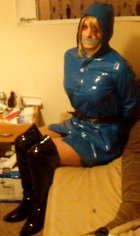 11P Blue PVC raincoat and thigh boots
