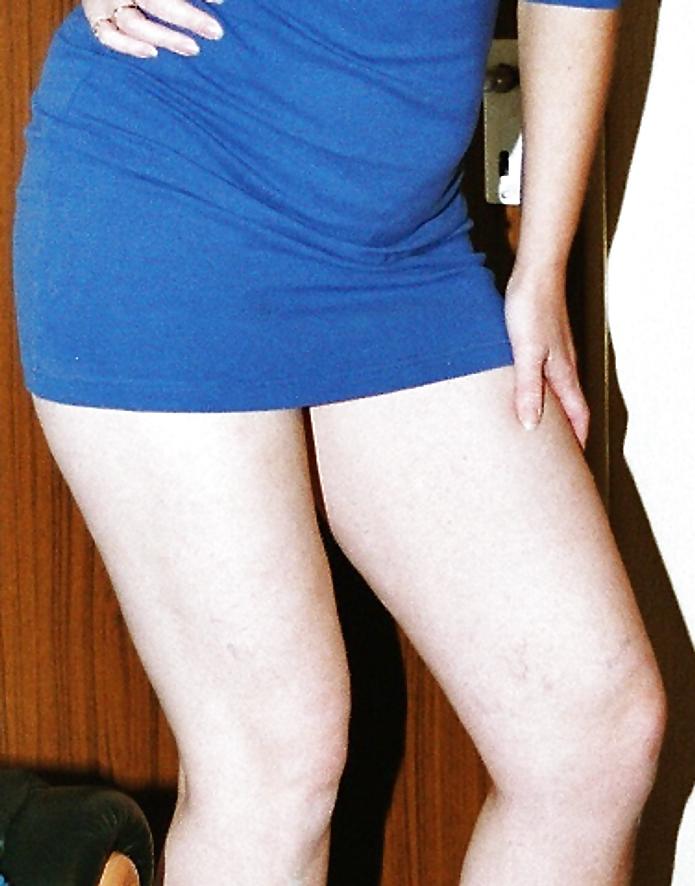 17P SAG - Wife's Boobs Deep Cleavage Blue Dress & Pink Pumps 09