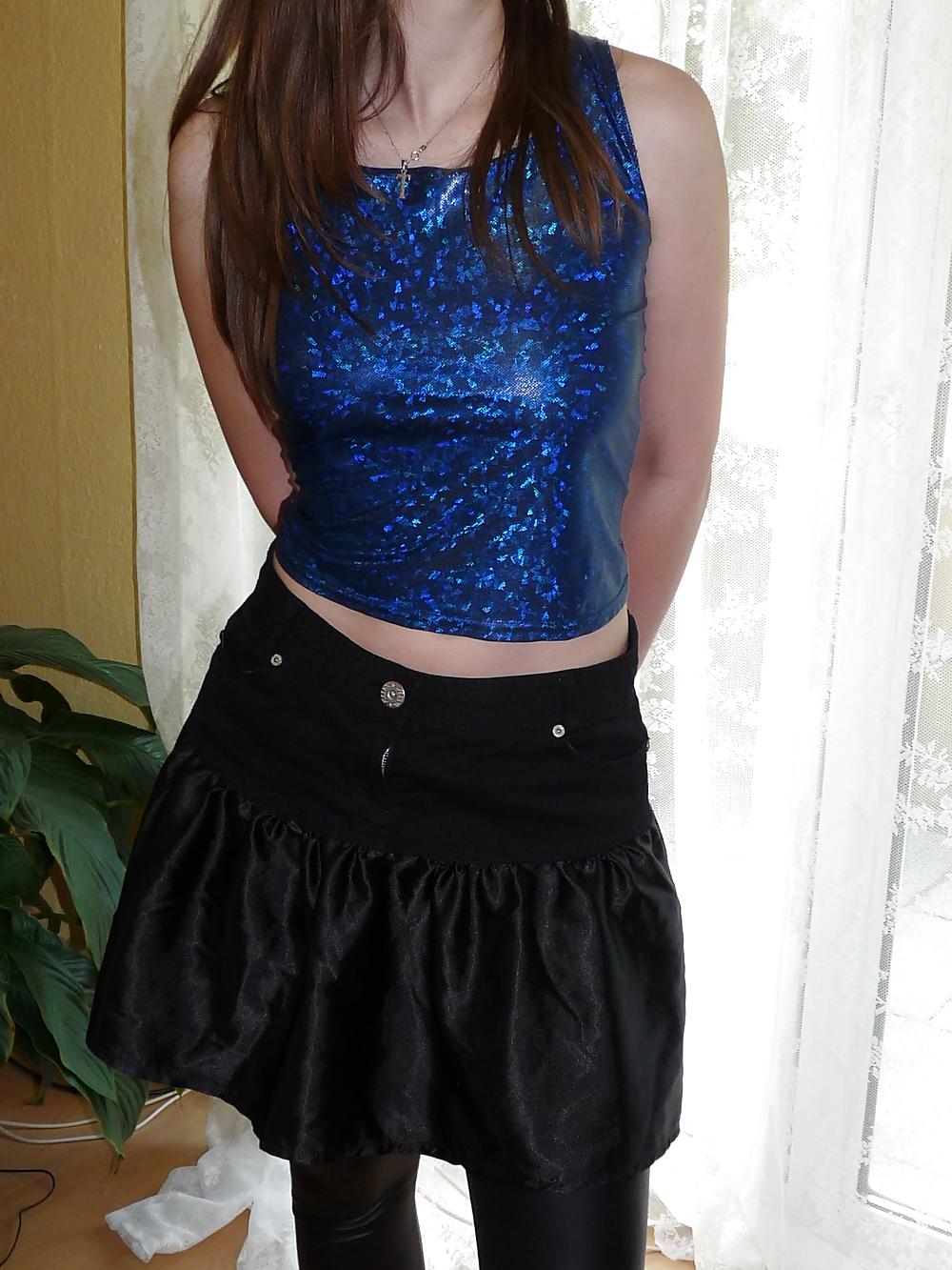 4P Wifes blue silk satin shiny hologramm top