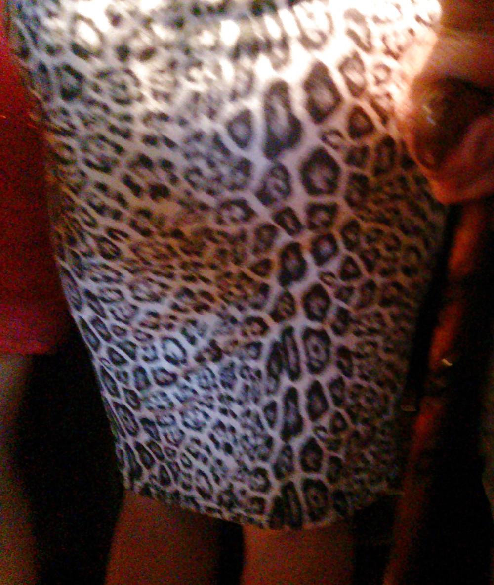 8P Street candid - Black and white leopard dress