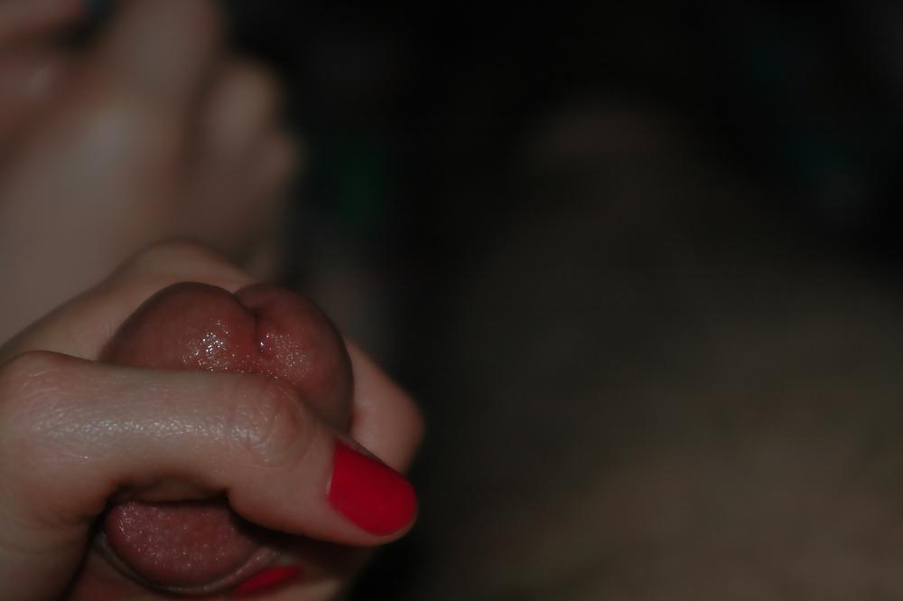 22P Blue nails footjob