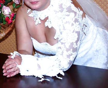 6P My wife's tits in wedding dress.