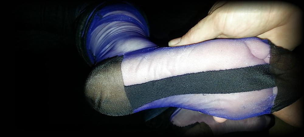 6P Electric blue stockings foot fun