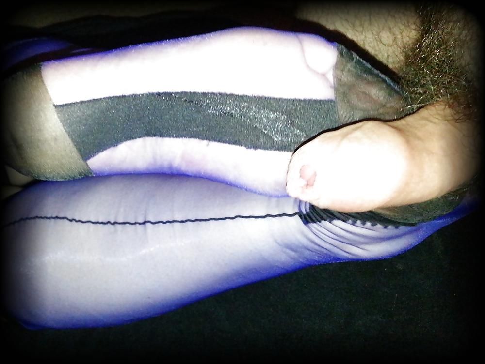 6P Electric blue stockings foot fun