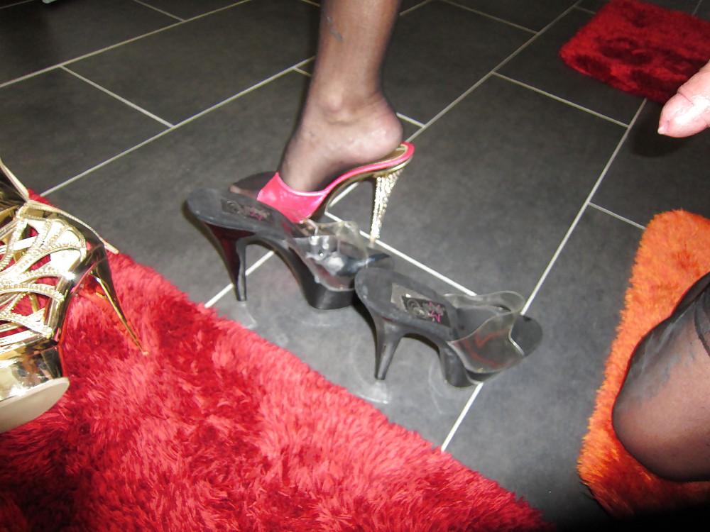 25P Cute little heels and nylon girl watching for cock