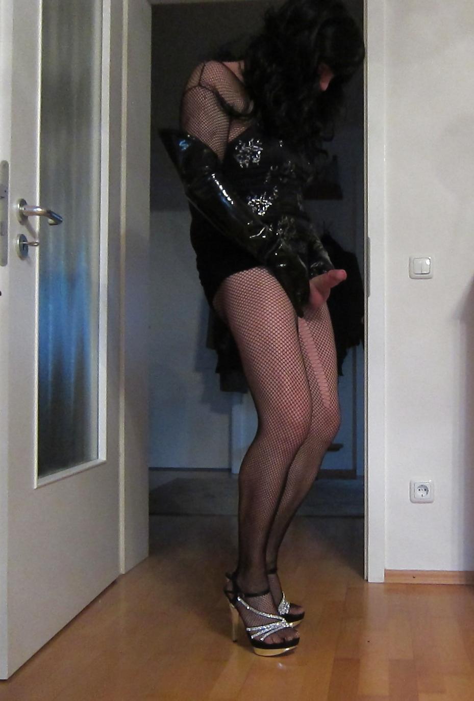 25P Cute little heels and nylon girl watching for cock