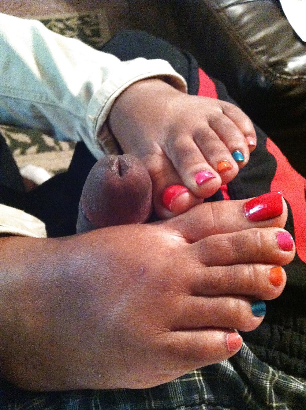 25P Colorful Toes Footjob #2