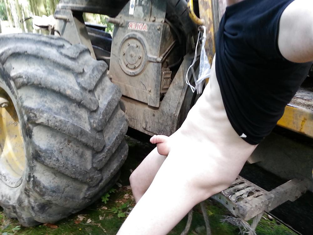 18P Young boy, his small dick and Construction machine 