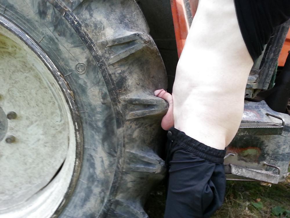 18P Young boy, his small dick and Construction machine 