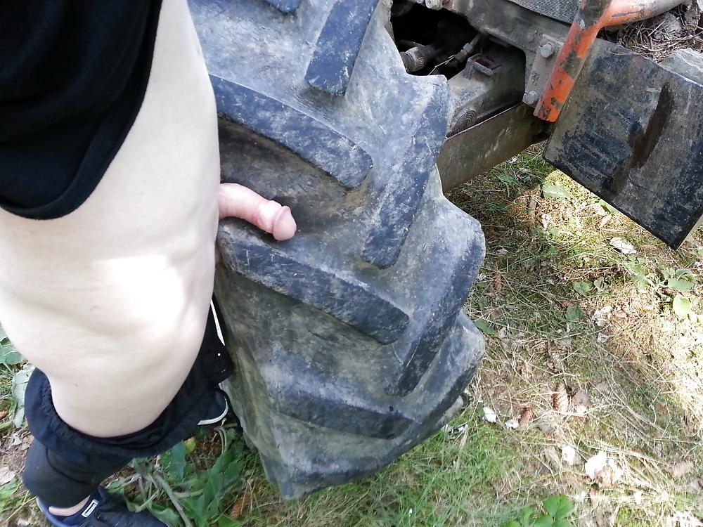 18P Young boy, his small dick and Construction machine 