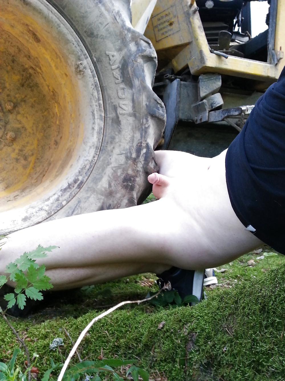 18P Young boy, his small dick and Construction machine 