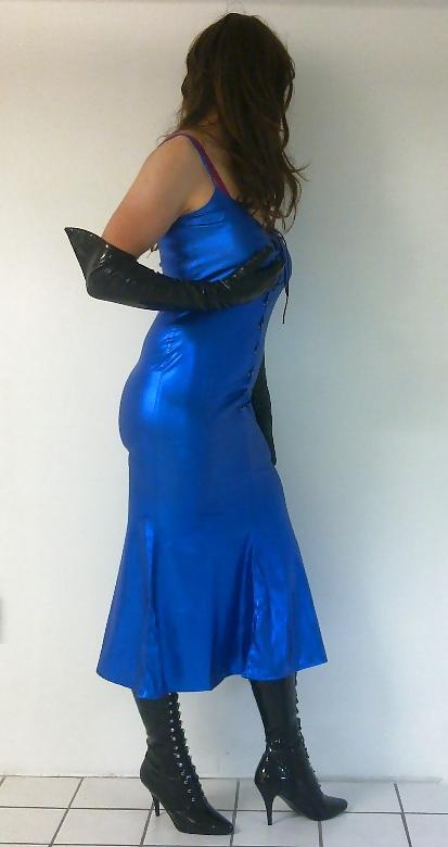 6P Shiny blue dress cd tv sissy