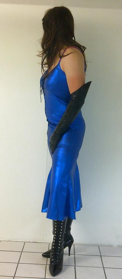 6P Shiny blue dress cd tv sissy