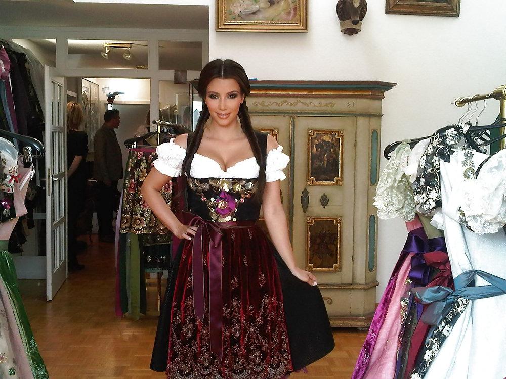 15P Kim Kardashian in a traditional dress for oktoberfest