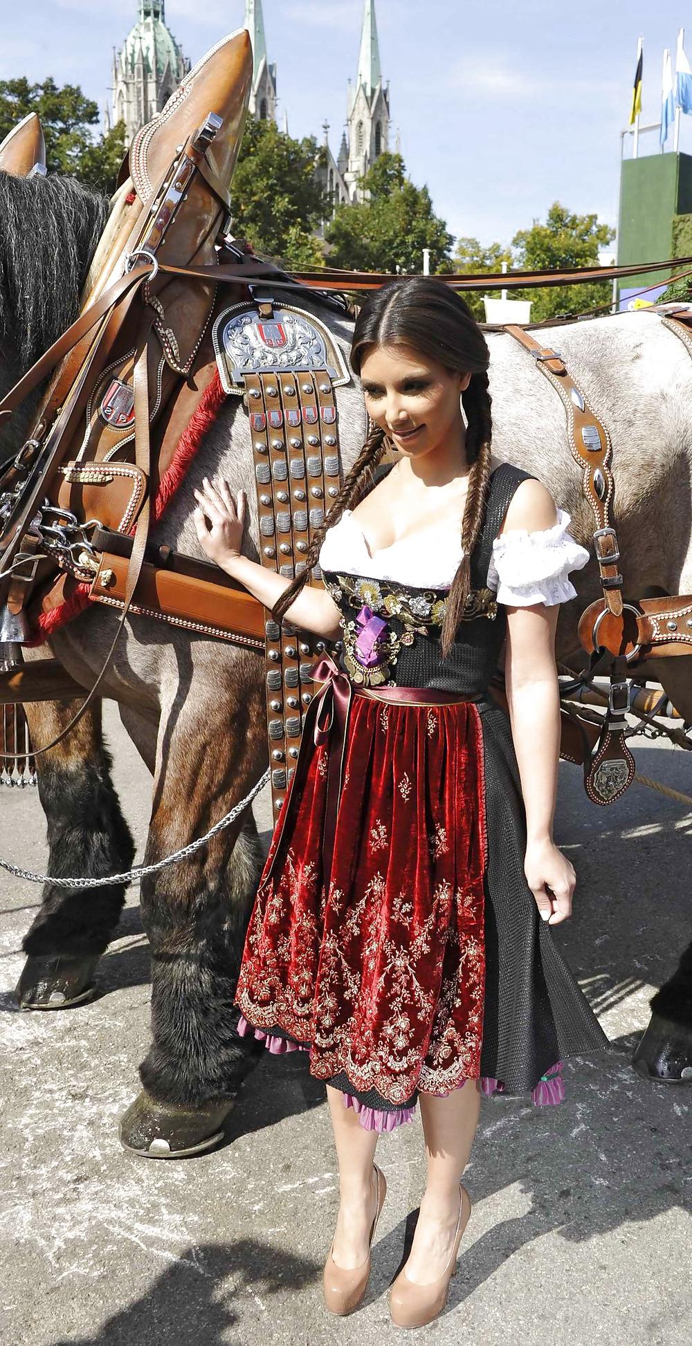 15P Kim Kardashian in a traditional dress for oktoberfest