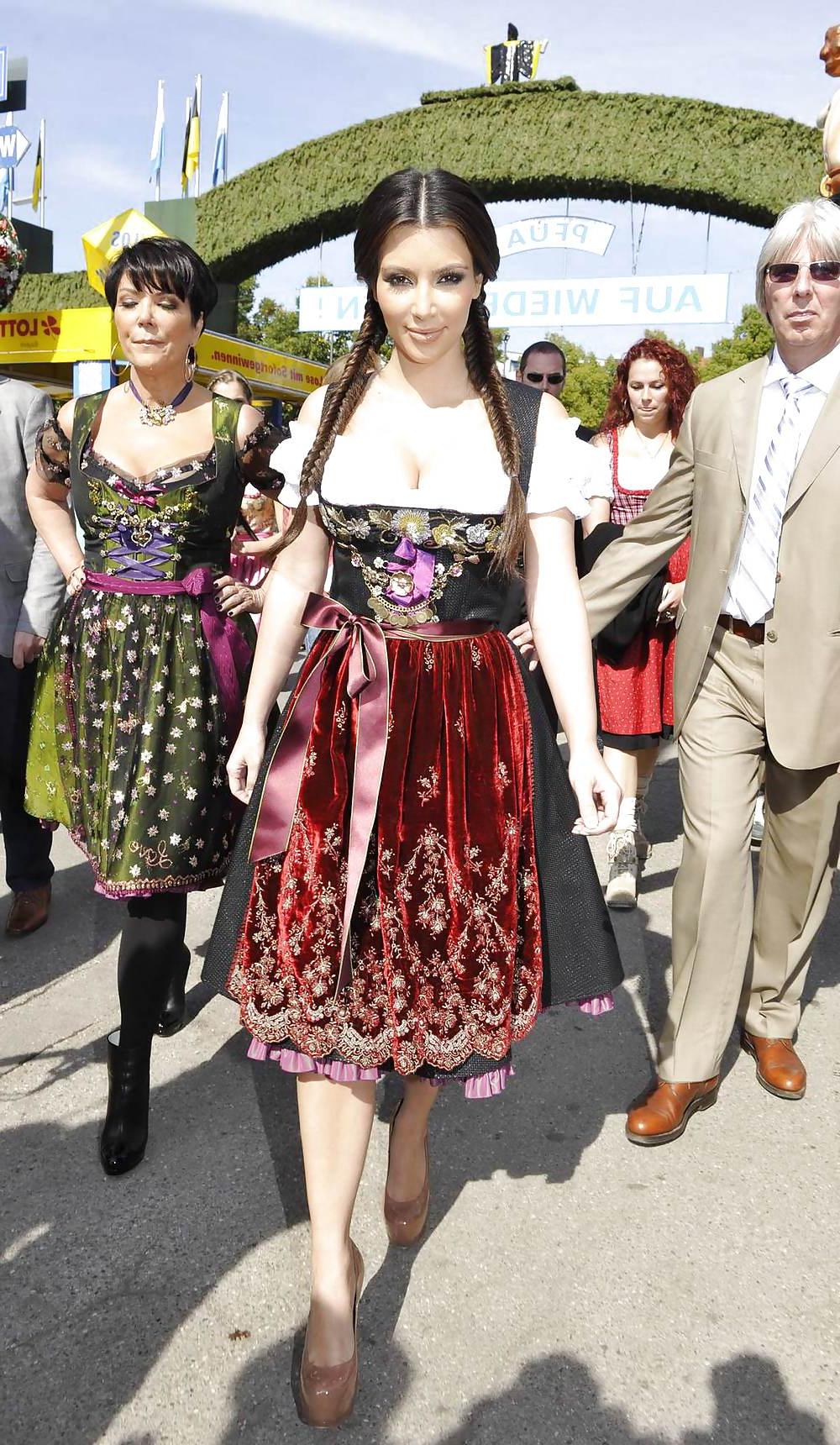 15P Kim Kardashian in a traditional dress for oktoberfest