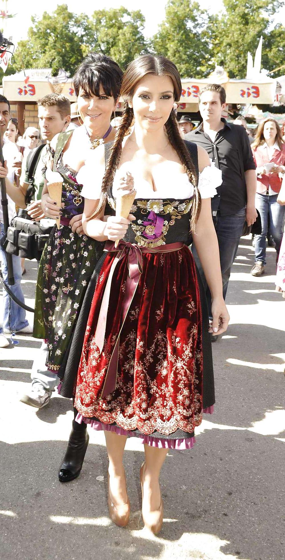 15P Kim Kardashian in a traditional dress for oktoberfest
