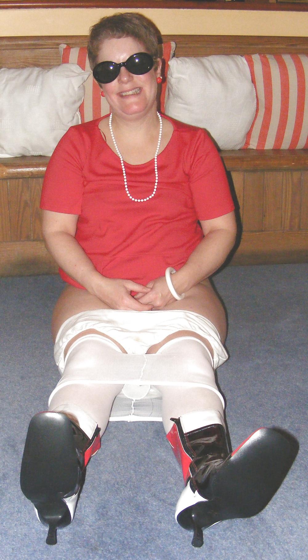 25P Red dress and white underwear