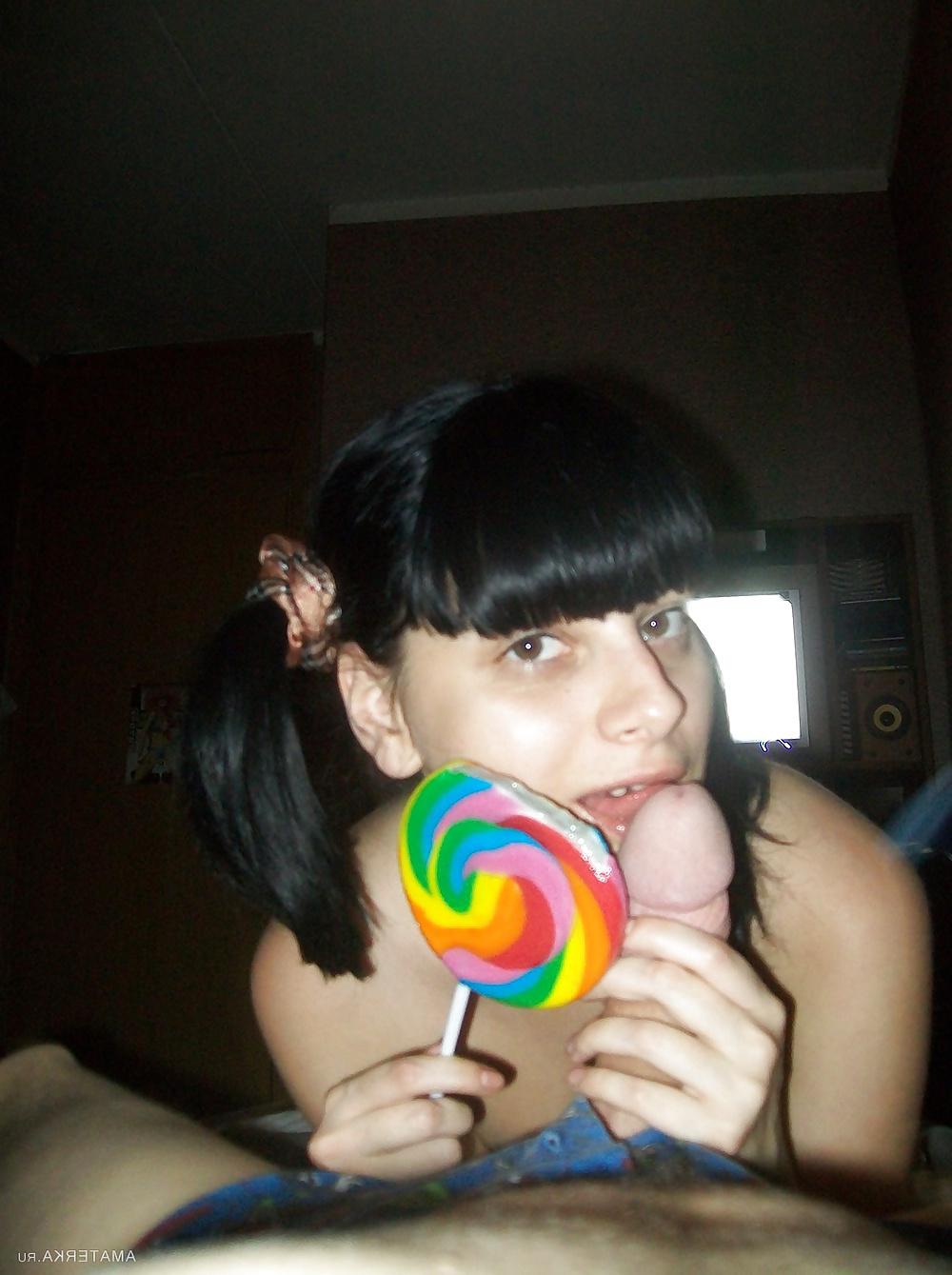 18P Brunette with lollipop