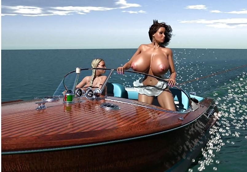 10P Cartoon 3D: BIG tits boat ride.