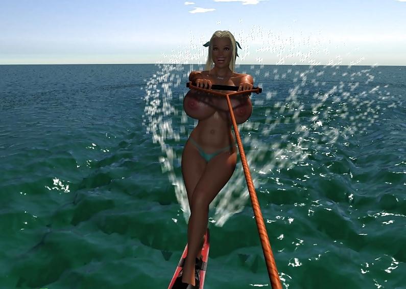 10P Cartoon 3D: BIG tits boat ride.