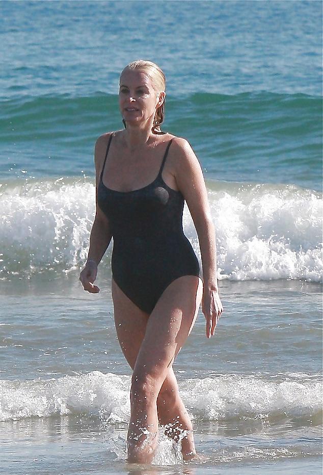 11P Candid mature beach swimsuit
