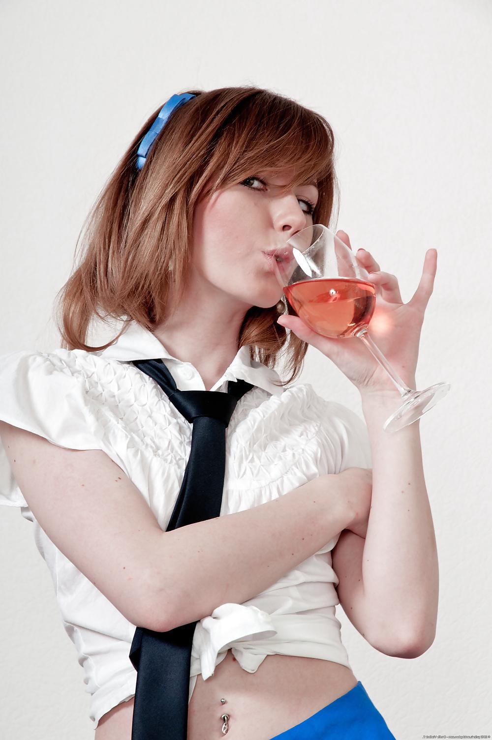 25P Sweetie in schoolgirl dress with her small perky nipples