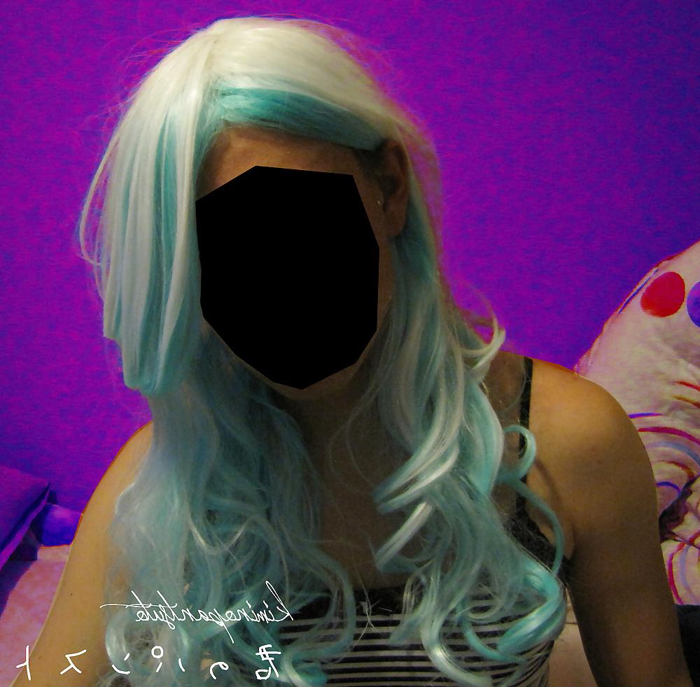 17P Me with white-blue hair and pantyhose