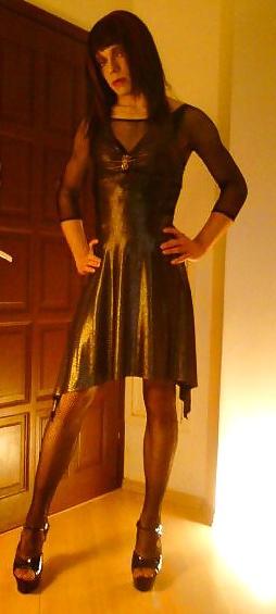 12P Sissy slut carolina silver dress