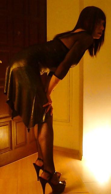 12P Sissy slut carolina silver dress