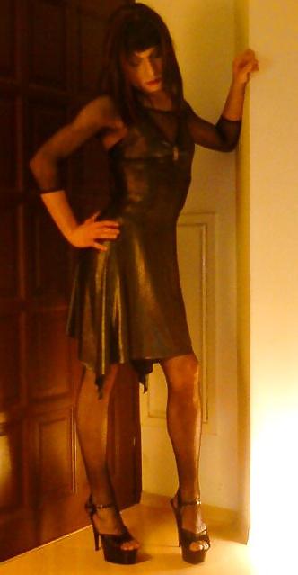12P Sissy slut carolina silver dress