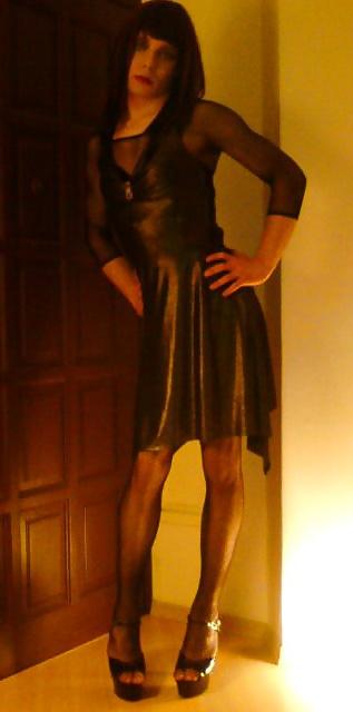 12P Sissy slut carolina silver dress