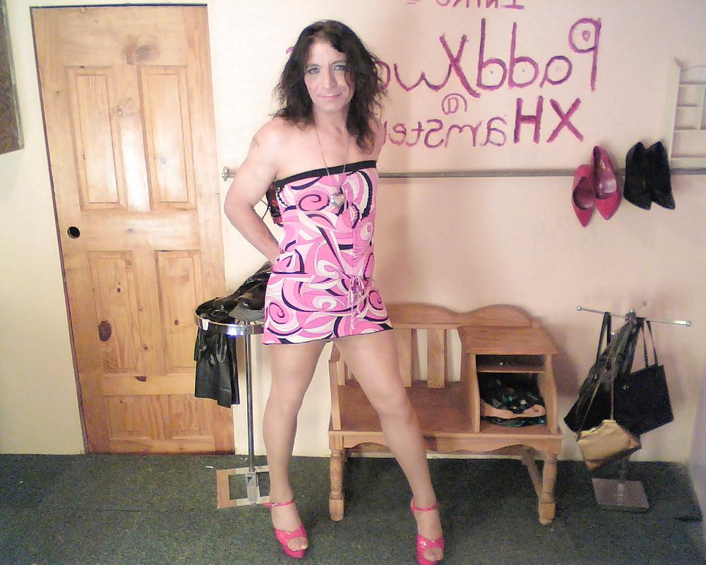 7P Pink and black mini tube dress