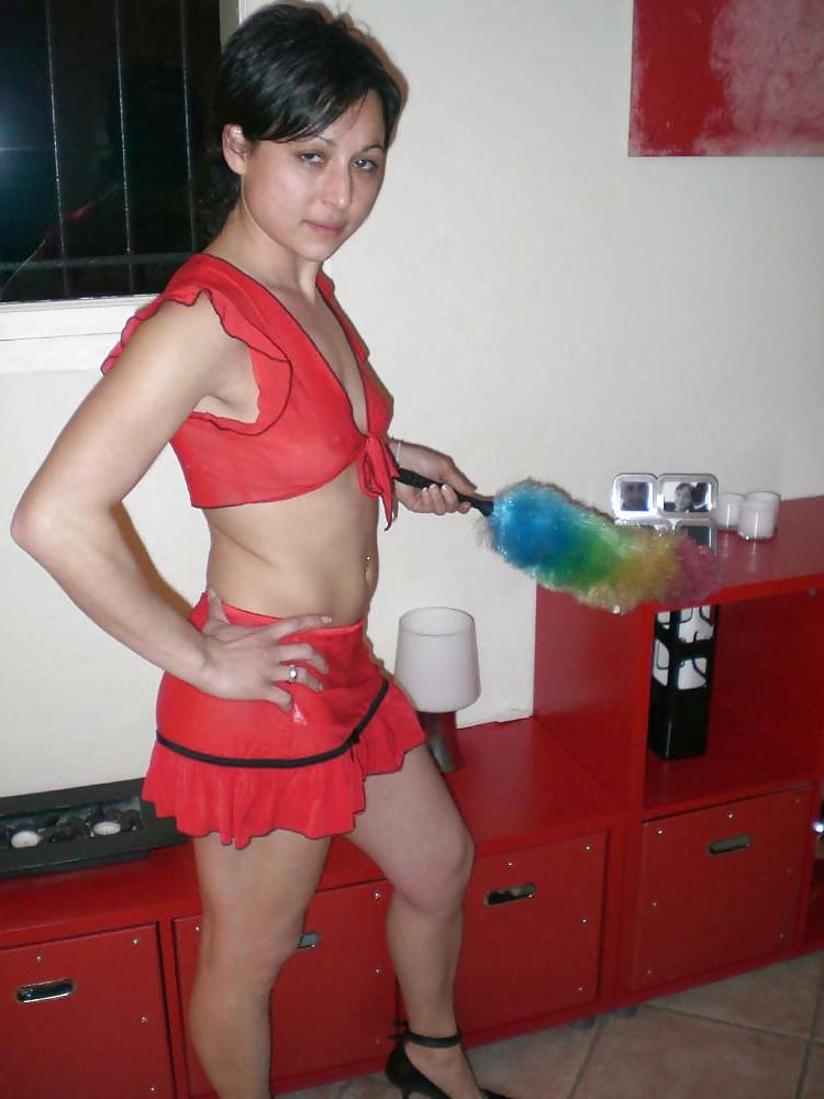 10P French Nina does the housework dressed in bitchmaid
