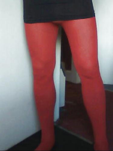 23P Red pantyhose, tights and stockings