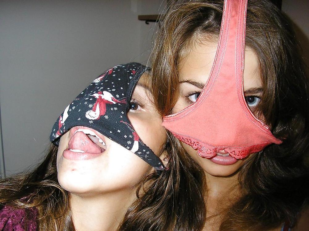 24P Girls licking and sniffing their dirty knickers
