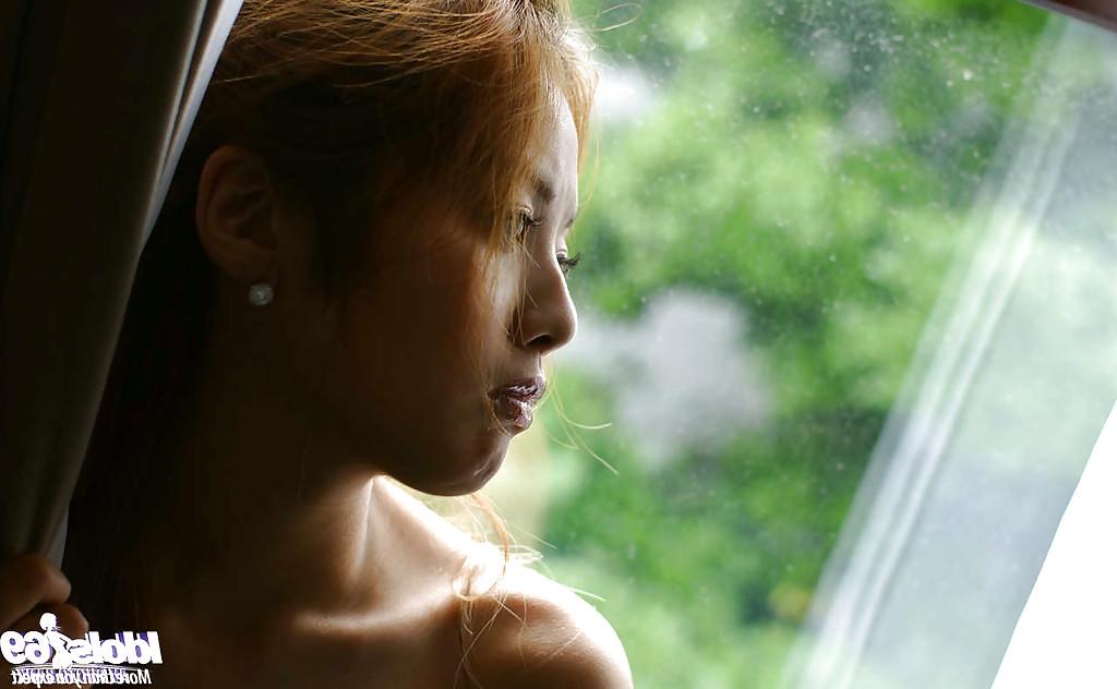 15P Bosomy asian babe with puffy nipples Yuka Hata slipping off her lingerie
