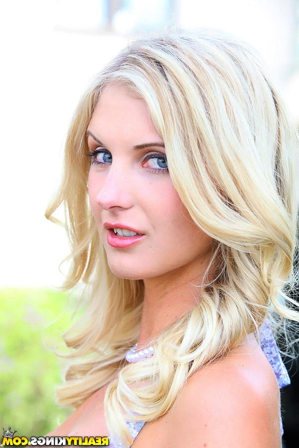 16P Elegant blonde posing and flashing outdoor in nice dress and hat