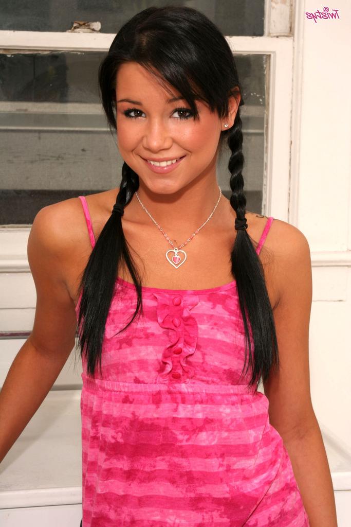 16P Sexy teen with cute pigtails Tanner Mayes strips and sits on a dildo