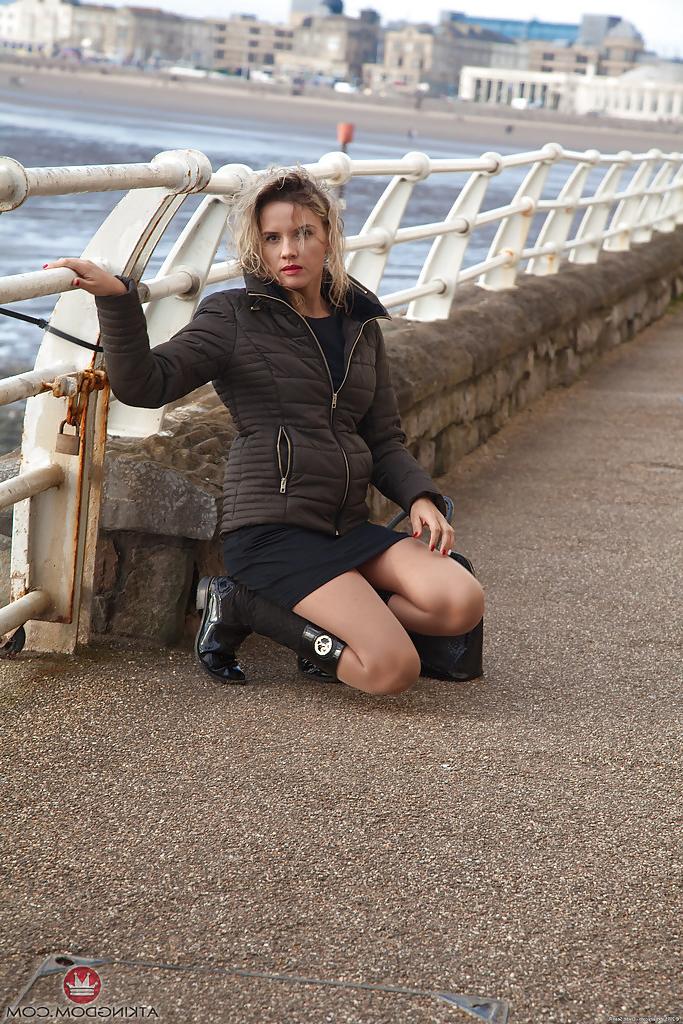 12P Clothed MILF Regina flashing upskirt beaver in public with no panties on