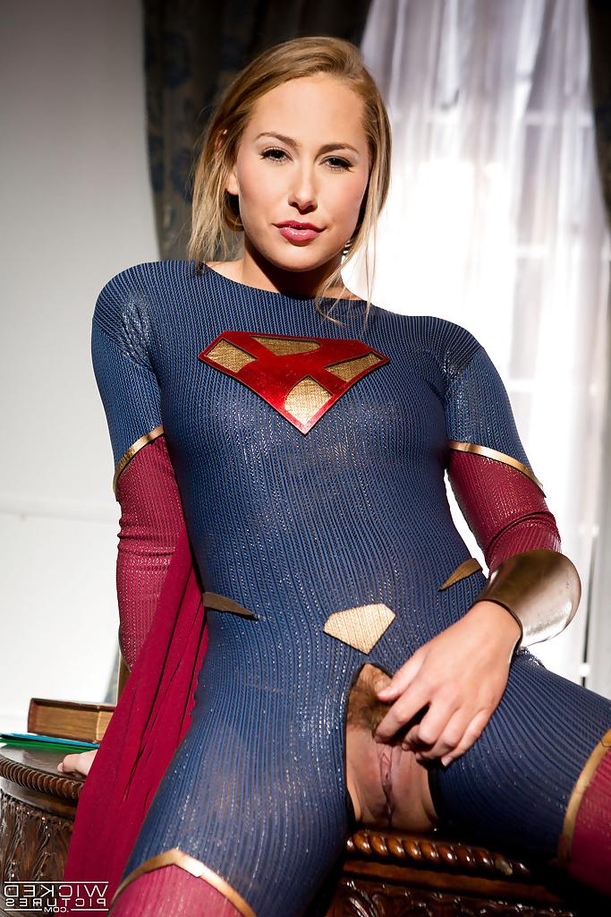 16P Leggy blonde pornstar Carter Cruise opens crotchless outfit to expose cunt