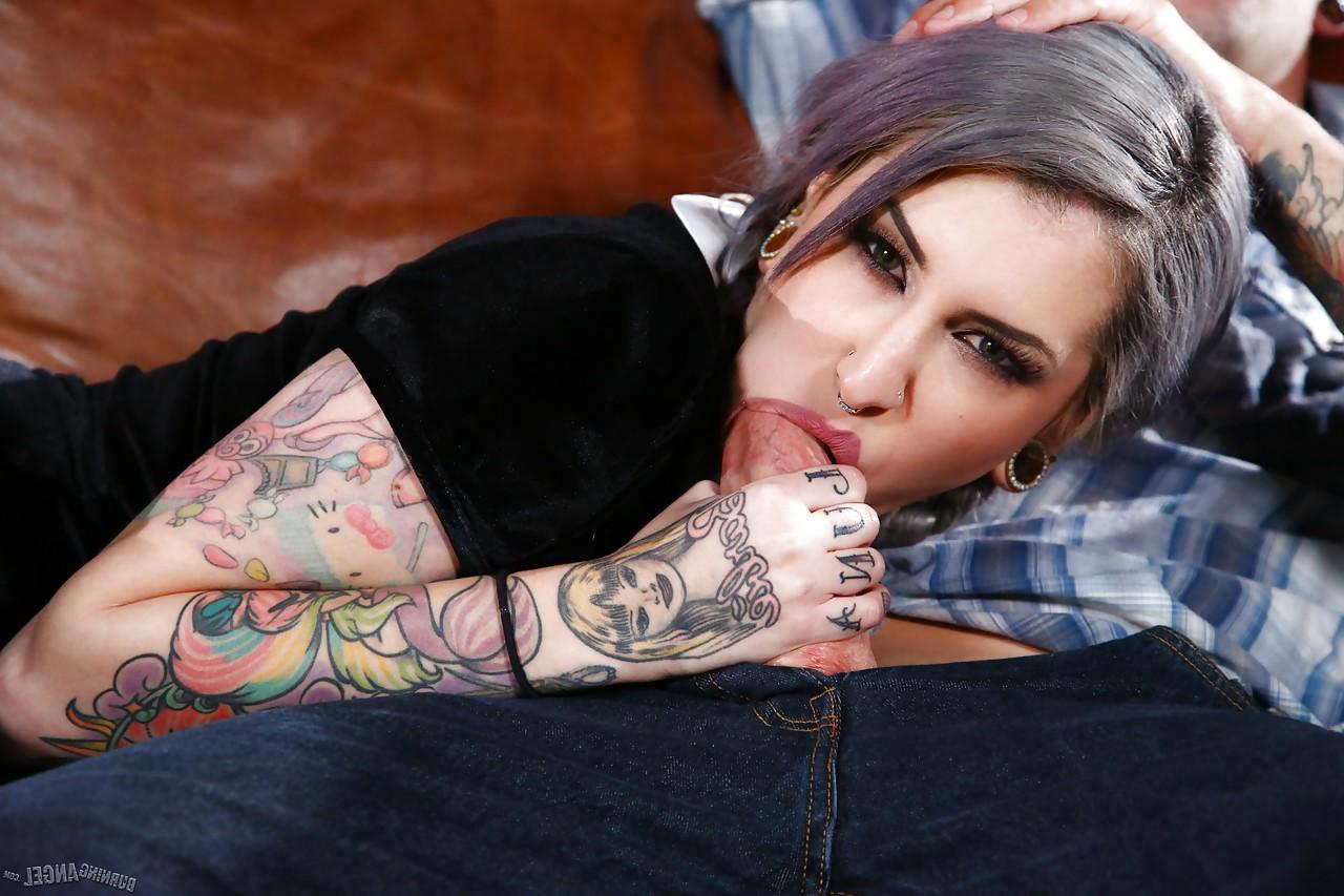 15P Busty inked cosplayer Lady Luna enjoys riding on top of a massive dick