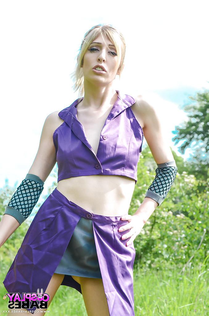 16P Kinky blonde babe Jessica Jensen playing around in a ninja outfit