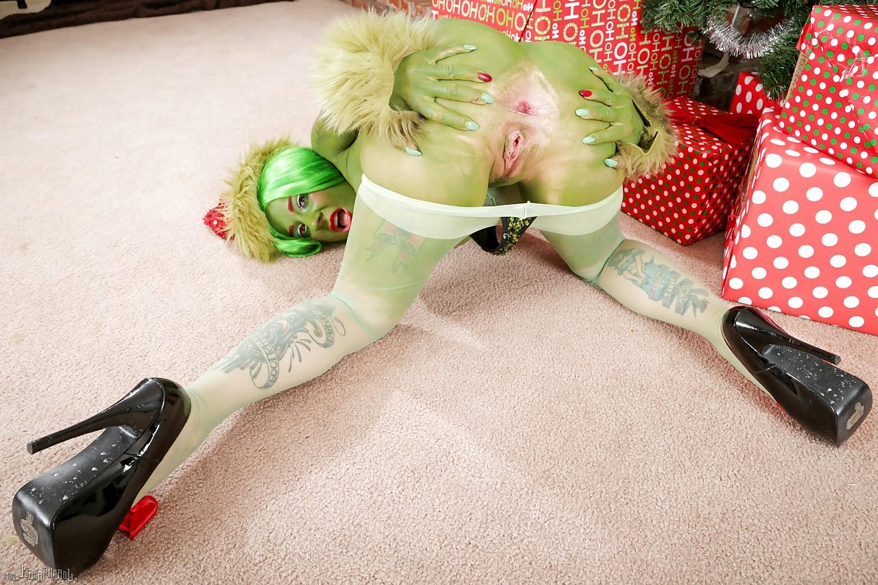 15P Tattooed cosplay girl Joanna Angel in costume spreading ass wide in heels