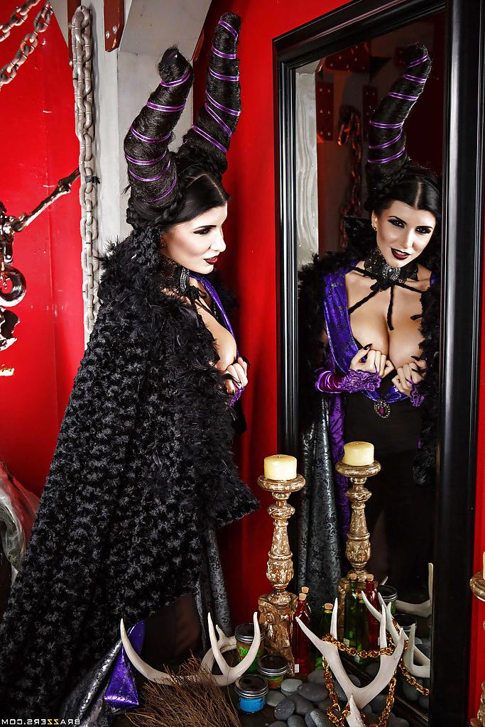 16P Sexy babe Romi Rain is all about doing cosplay in hot dress